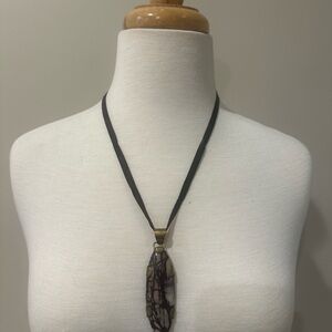Super Cool Black and Brass Pendant Necklace
